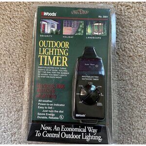Woods outdoor lighting timer photoelectric‎ turns light on NOS 23172 120V